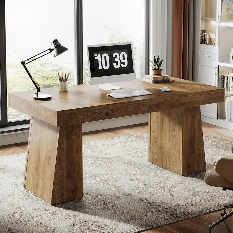Bureau de direction moderne en bois brun pour bureau à domicile
