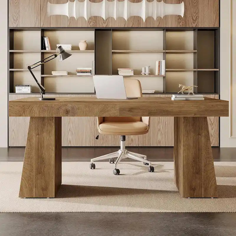 Bureau de direction moderne en bois brun pour bureau à domicile