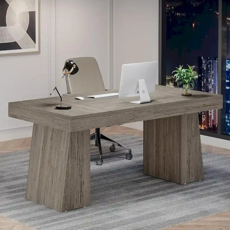 Bureau de direction moderne en bois brun pour bureau à domicile