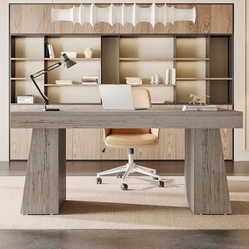 Bureau de direction moderne en bois brun pour bureau à domicile