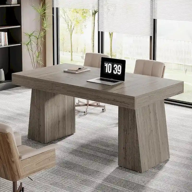 Bureau de direction moderne en bois brun pour bureau à domicile