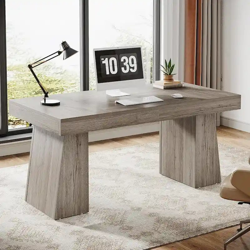 Bureau de direction moderne en bois brun pour bureau à domicile