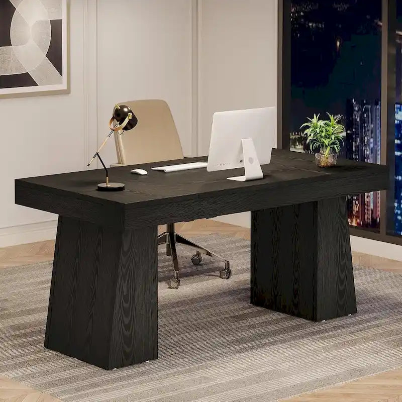 Bureau de direction moderne en bois brun pour bureau à domicile