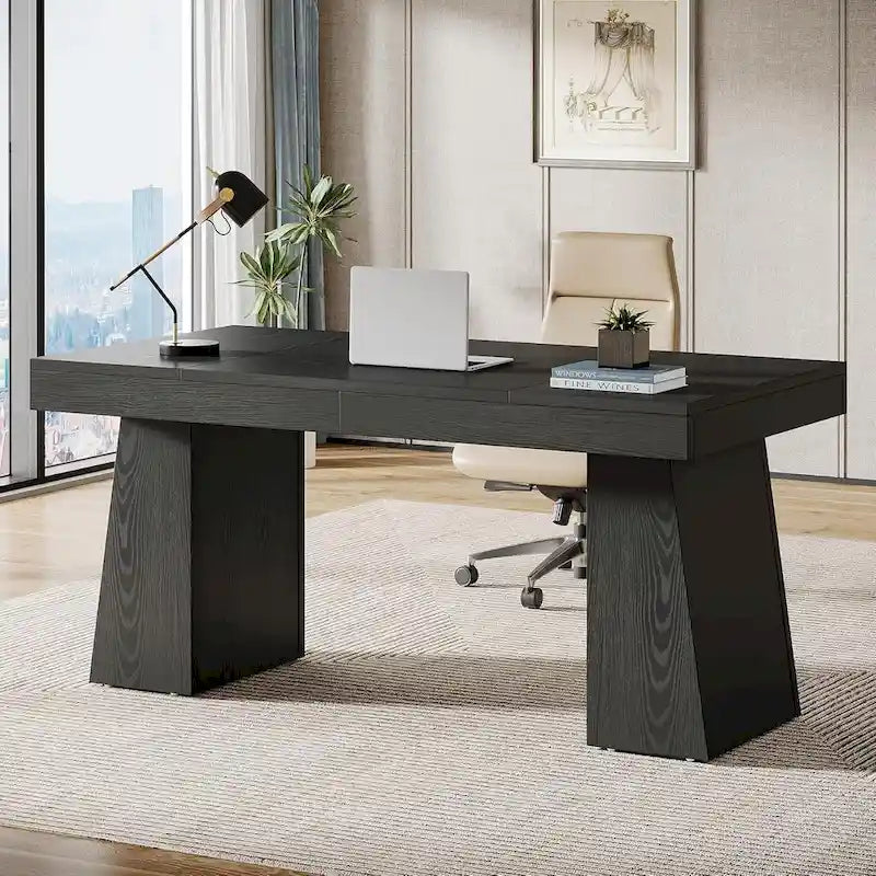Bureau de direction moderne en bois brun pour bureau à domicile
