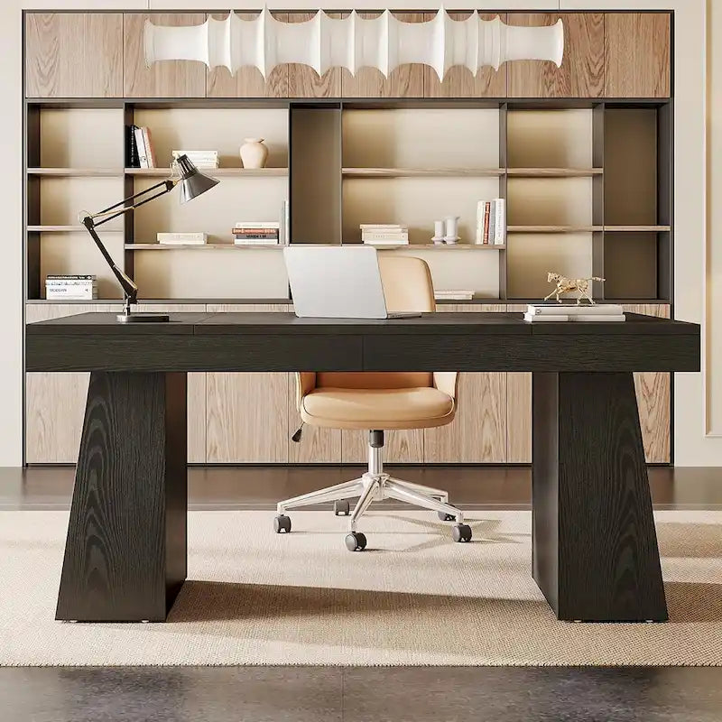 Bureau de direction moderne en bois brun pour bureau à domicile