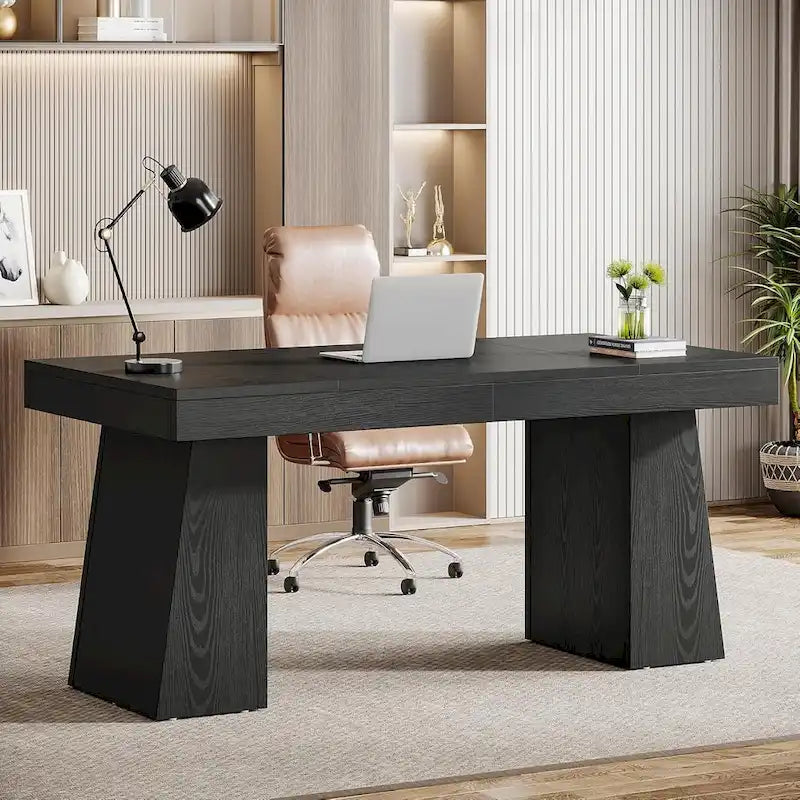 Bureau de direction moderne en bois brun pour bureau à domicile