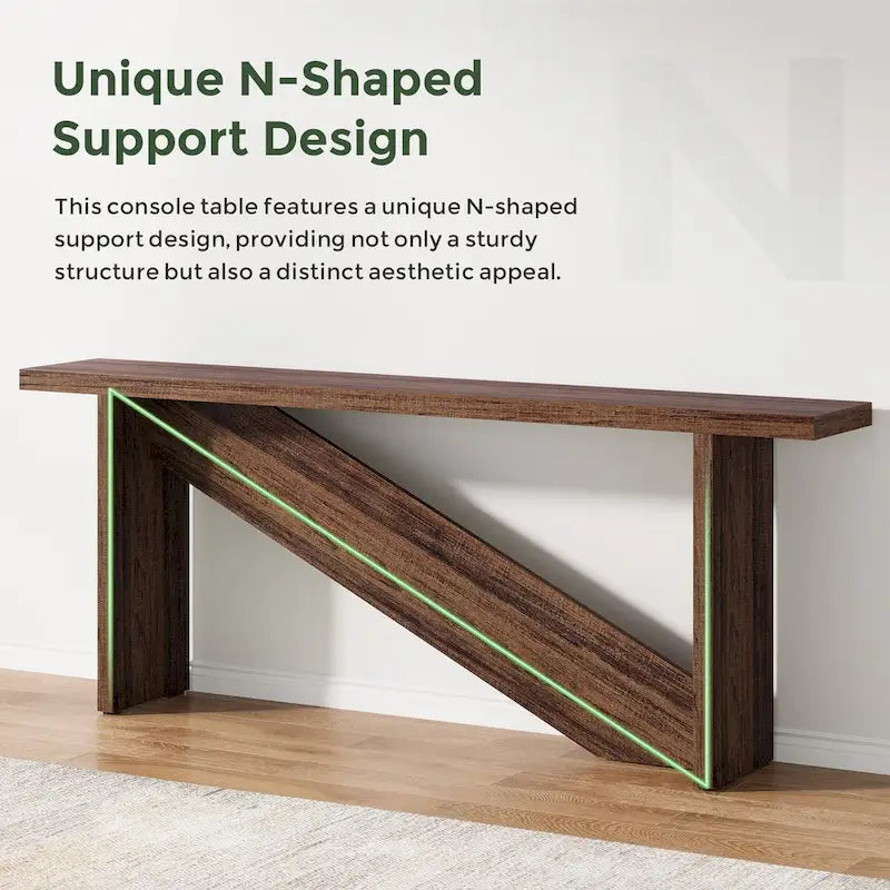 Console de 70,86 pouces de large, table d'entrée avec lumière LED à détecteur de mouvement, table de canapé étroite